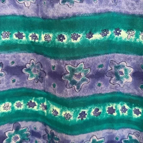 Vintage Quo-Silk 100% Silk Watercolor Floral Short Sleeve Blouse Size Large L - Picture 7 of 11